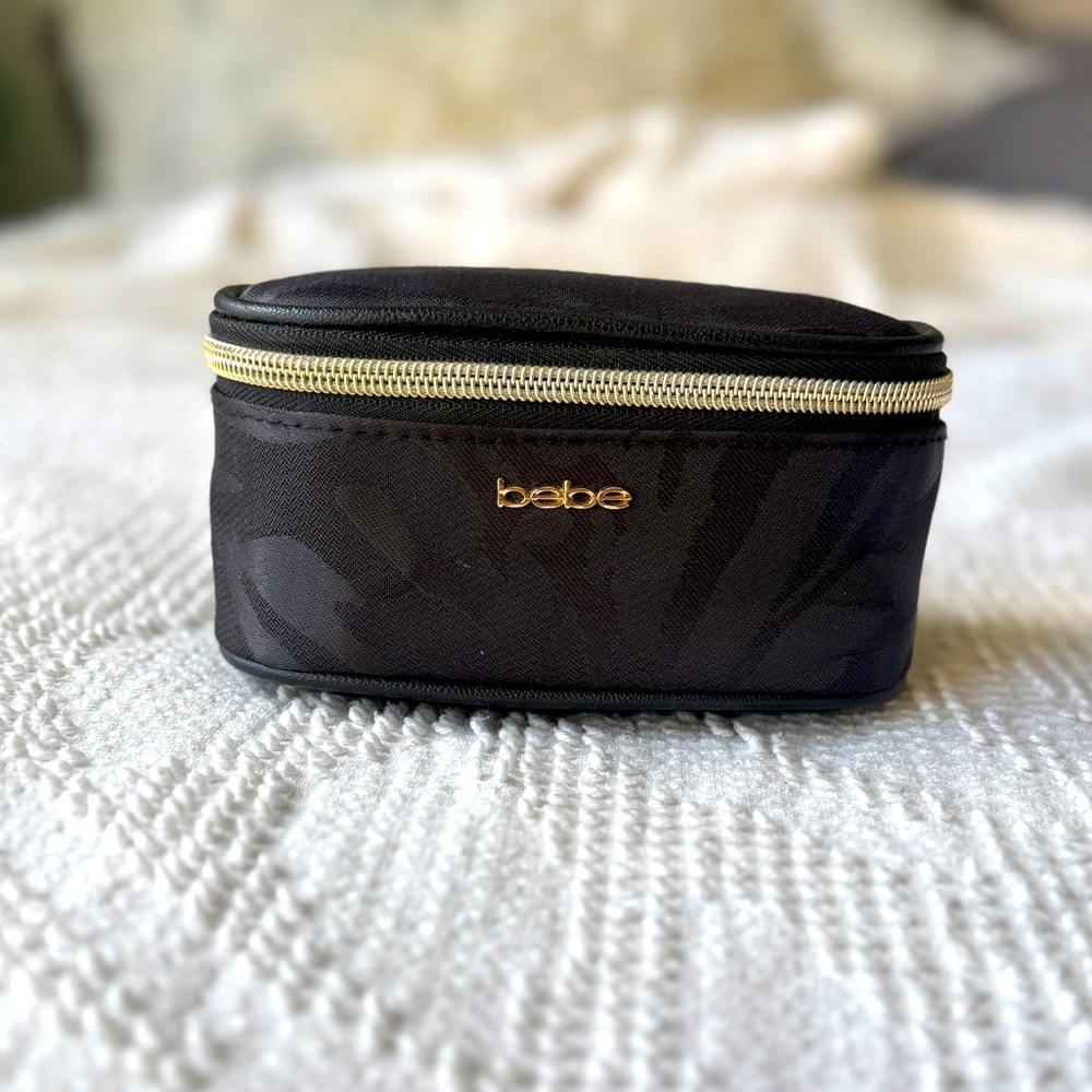 Bebe Black Travel Pouch with Gold Accents